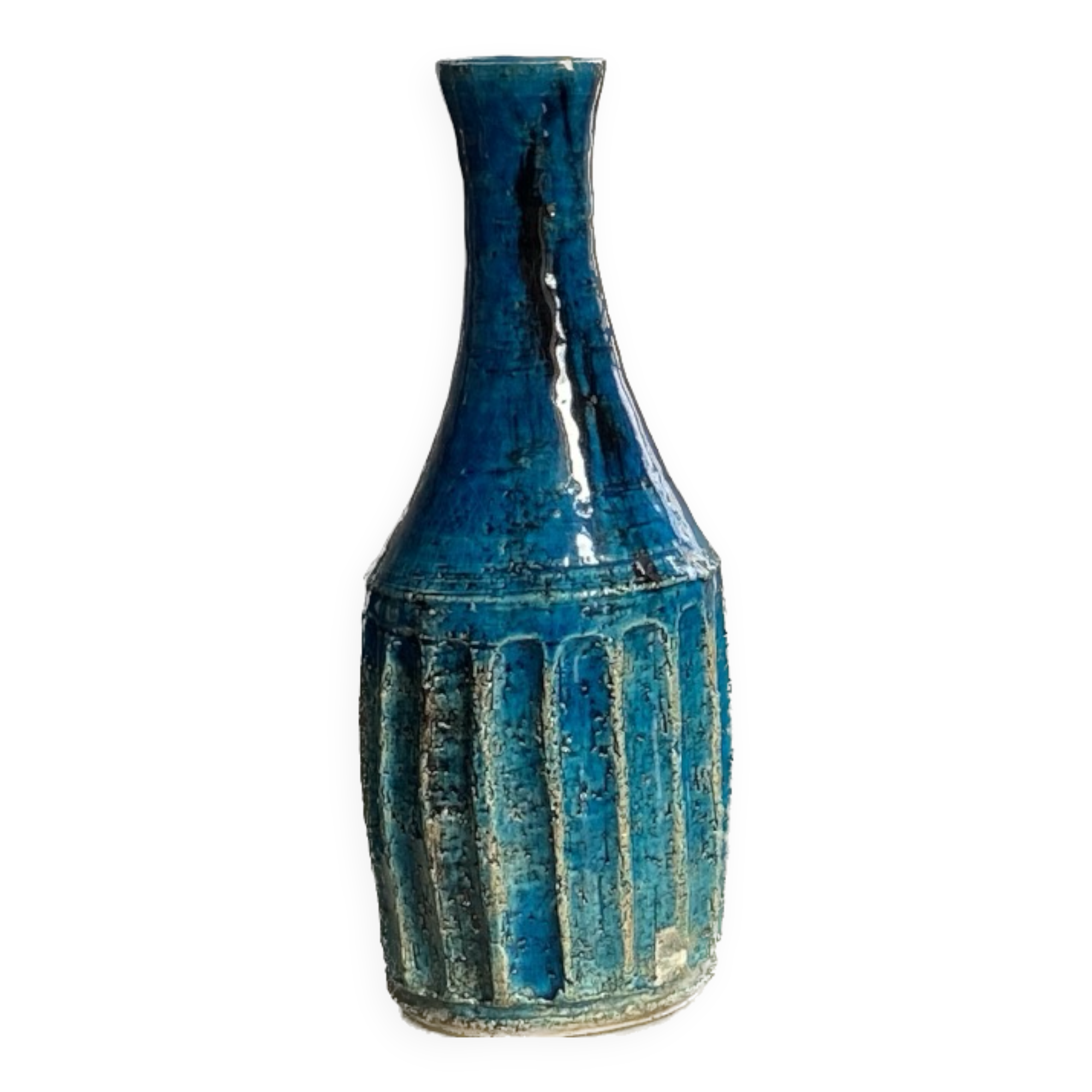 Vase vintage scandinave bleu