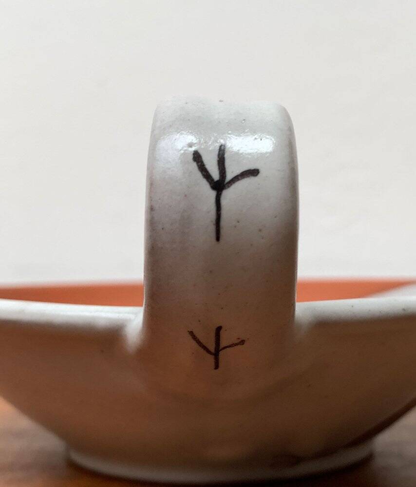 Workshop pottery candlestick from mid-century German with bird motif by Töpferei Bücking Börnsen, 1960s.