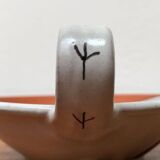 Workshop pottery candlestick from mid-century German with bird motif by Töpferei Bücking Börnsen, 1960s.