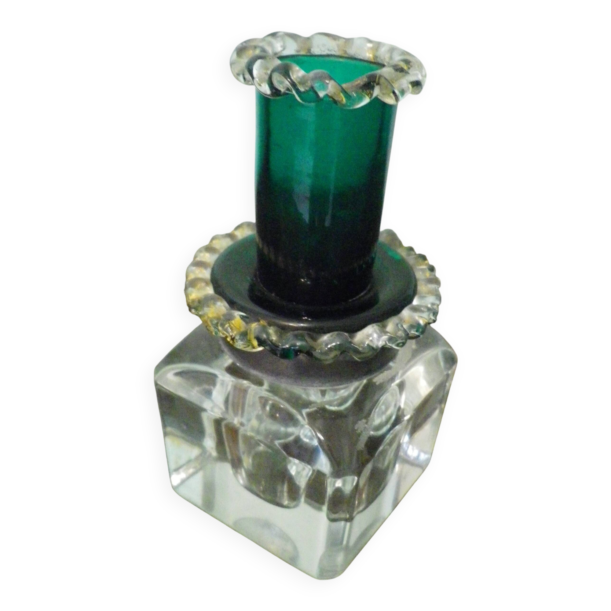 Antique Desk Candlestick from Vallérystal Crystal Factory, 1890s