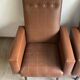 Paire de fauteuils en skai marron vintage annees 50