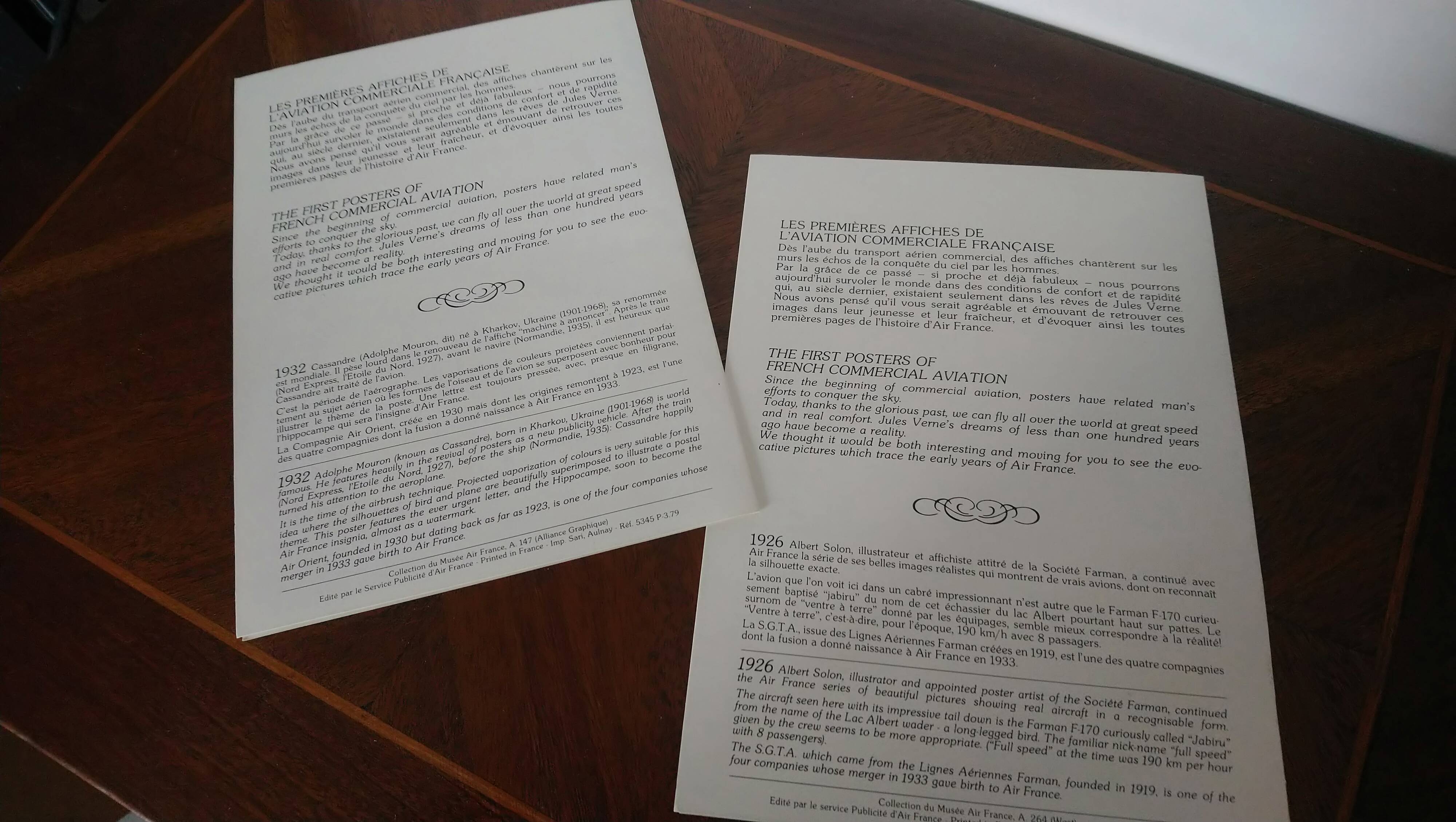 Air France Boeing 747 Menus