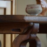 Brutalist oak desk from the mid-century, made in France in the 1950s.