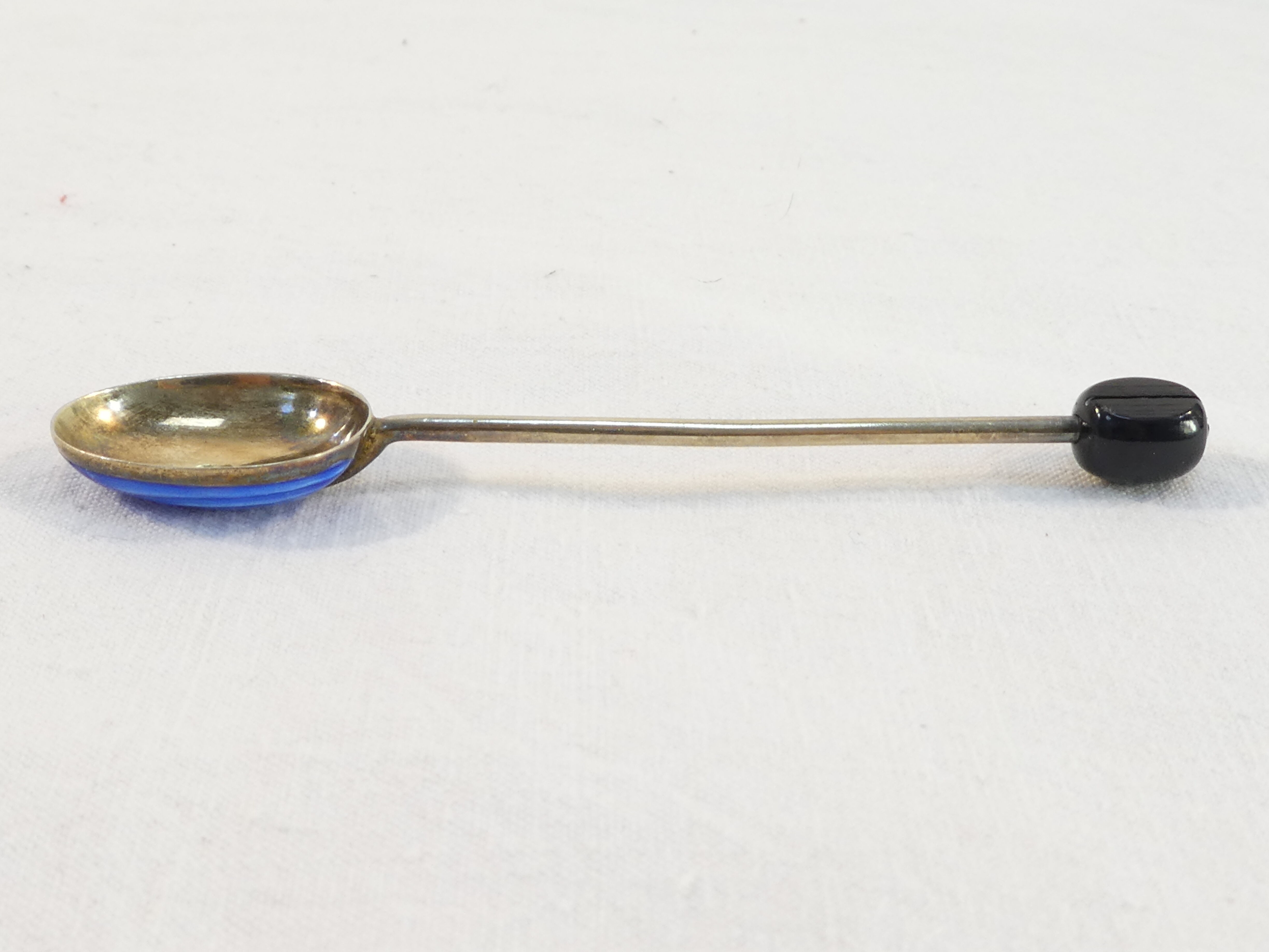 6 mocha spoons in solid silver vermeil and enamelled silver lion passant