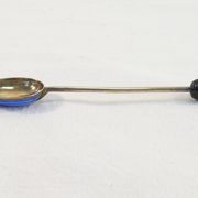 6 mocha spoons in solid silver vermeil and enamelled silver lion passant