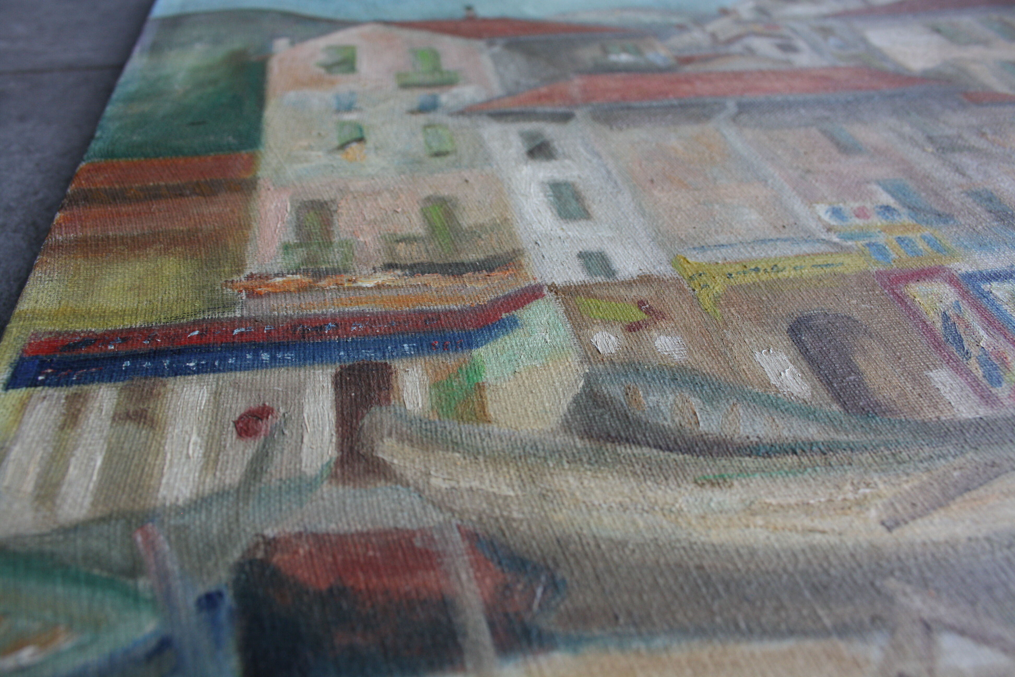 Oil on canvas representing Menton 1952