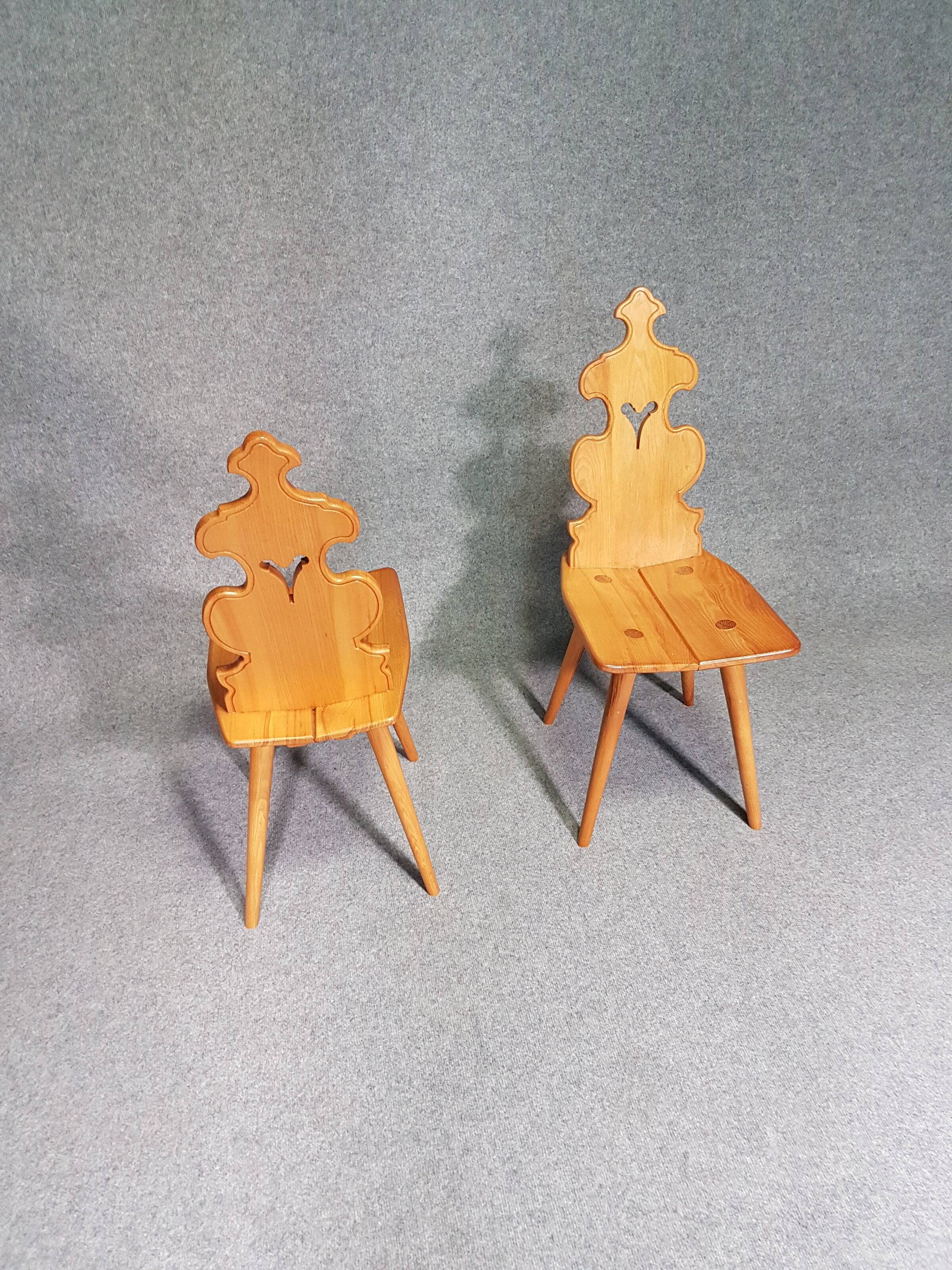 Vintage mid-century brutalist style design Tiroler chair set of 4