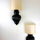 Pair of Art Deco wall lights with shades in glazed cast ceramic,Italy,1970s
