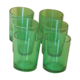 6 glasses of vintage green glass water 1970