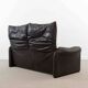 Brown leather 2-seater sofa Cassina Maralunga by Vico Magistretti