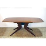 Dining table with brass pulls by società Italiana Compensati Curvati (1950s)