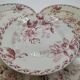 Set of 5 vintage flat plates decorated with pink flowers