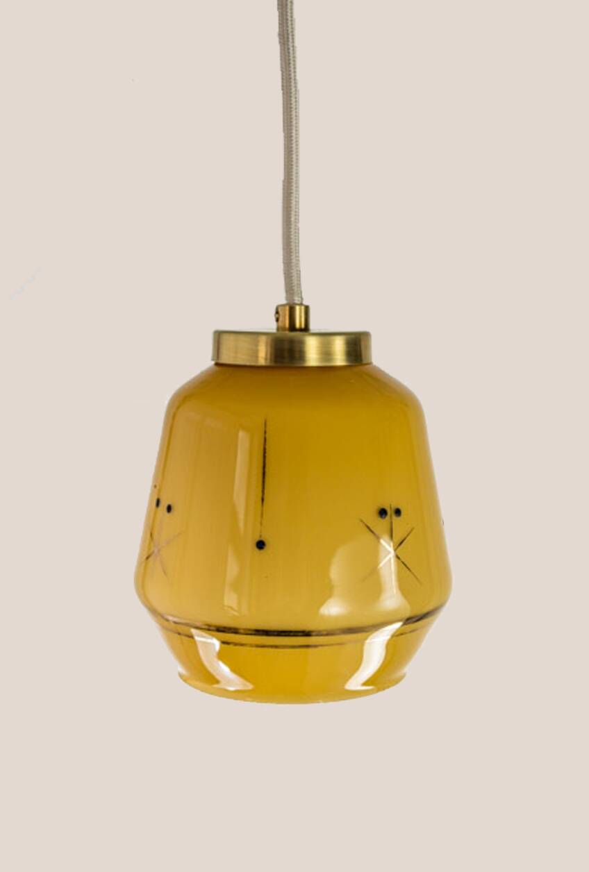 Petite lampe à suspension EVA * Art déco * Lampe suspendue MCM * Plafonnier vintage recâblé * Yougoslavie