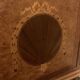 Half-moon buffet with display cabinet in Louis XVI style, marquetry with marble top.