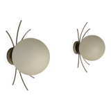 Pair of vintage wall lights, chrome and opaline, France, 1970