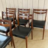 Scandinavian style teak and black skaï style chairs