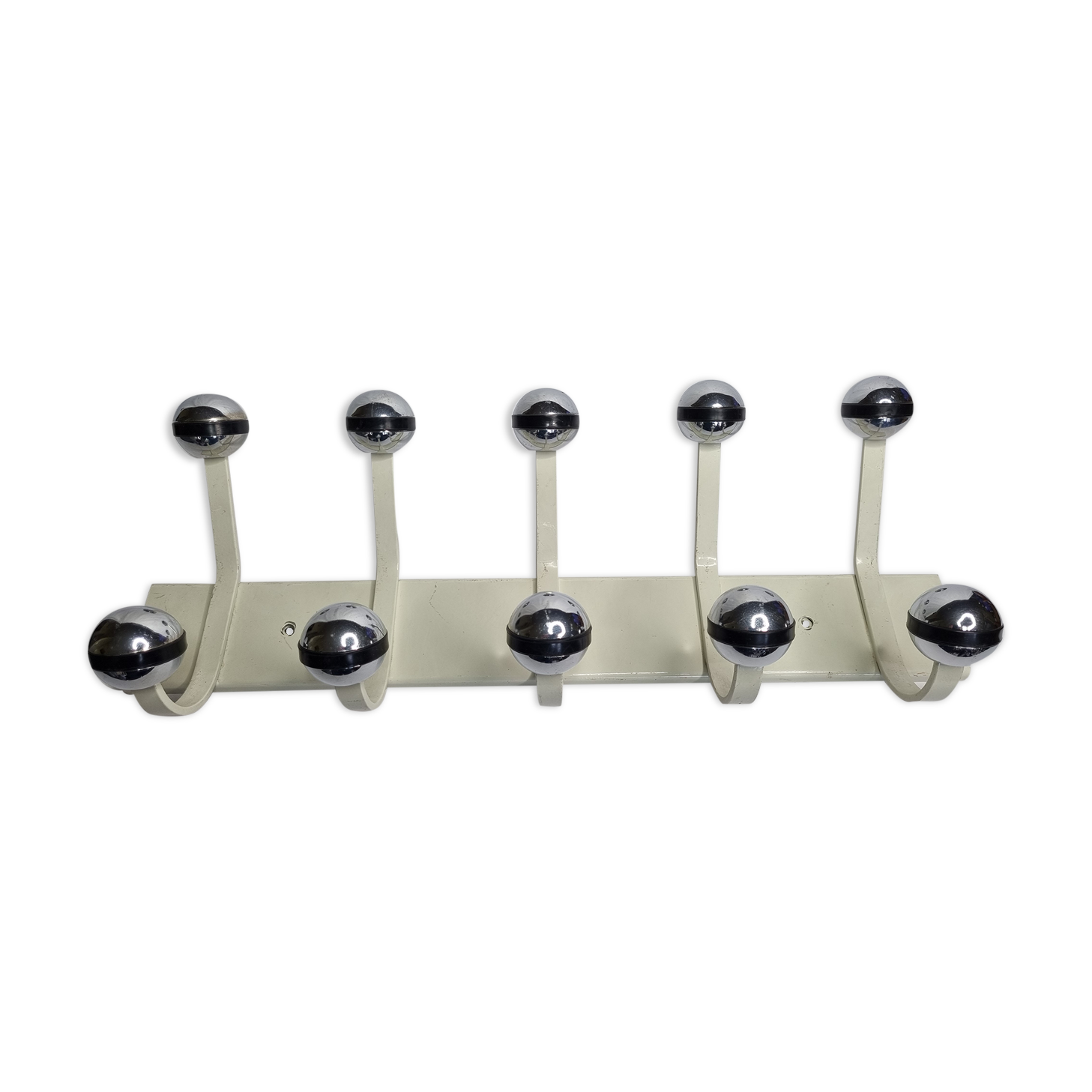 Vintage wall coat rack, five hooks, 70s