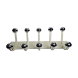 Vintage wall coat rack, five hooks, 70s