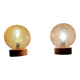Set of 2 glass and wood table lamps , 1980s