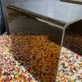 Smoked plexiglass magazine rack side table from the 70s