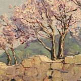 Landscape painting view of the village of Angles Gard Avignon Hurard 1887-1956