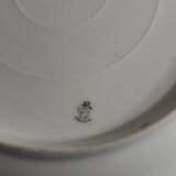 Vintage round green Limoges porcelain serving platter with gold trim