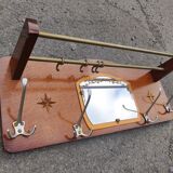 Coat rack hat mirror hooks aluminum modernist vintage