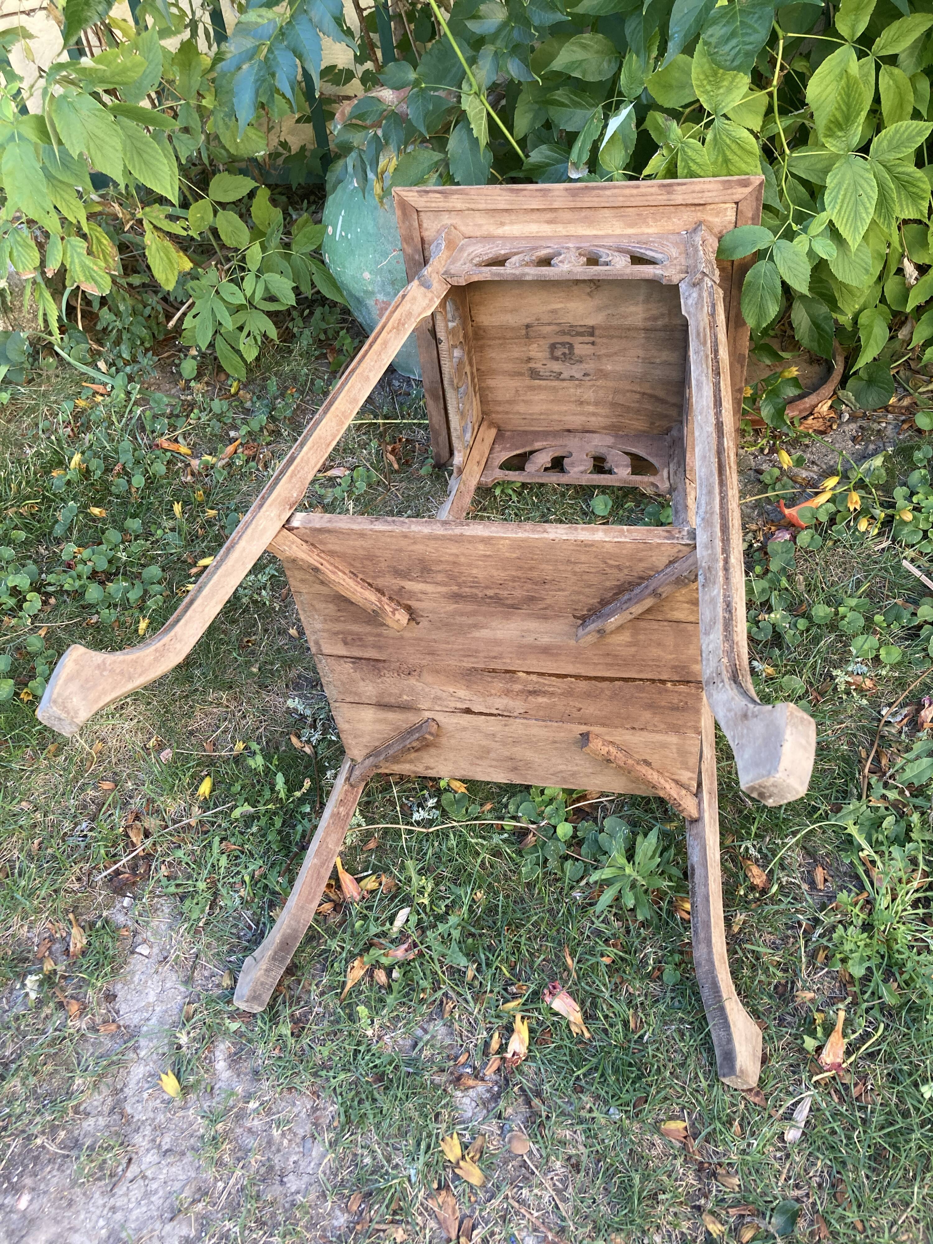 Antique stool - early 20th century - raw wood