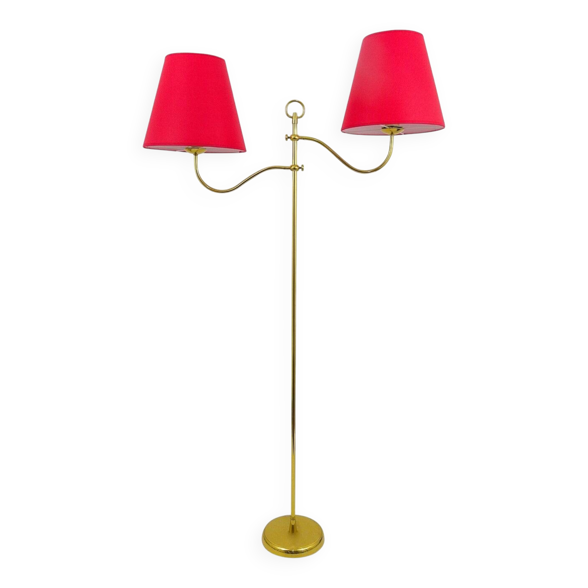 Josef Frank Lampadaire en laiton réglable à deux bras, milieu du siècle, Autriche, années 1950