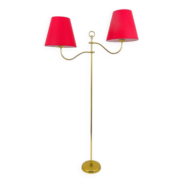 Josef Frank adjustable brass floor lamp with two arms, mid-century, Austria, 1950s.