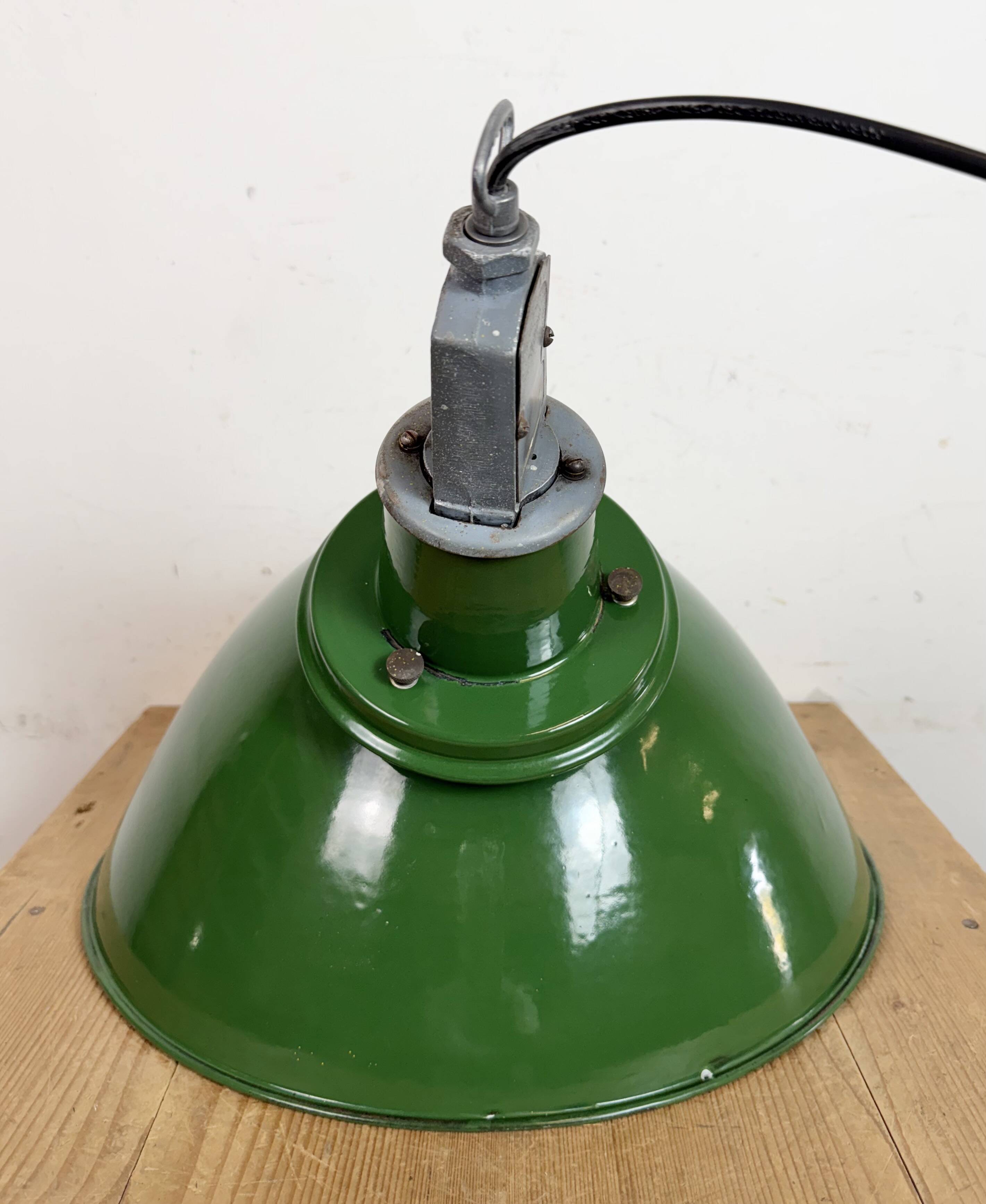 Large Industrial Green Enamel Factory Pendant Lamp from Benjamin, 1960s