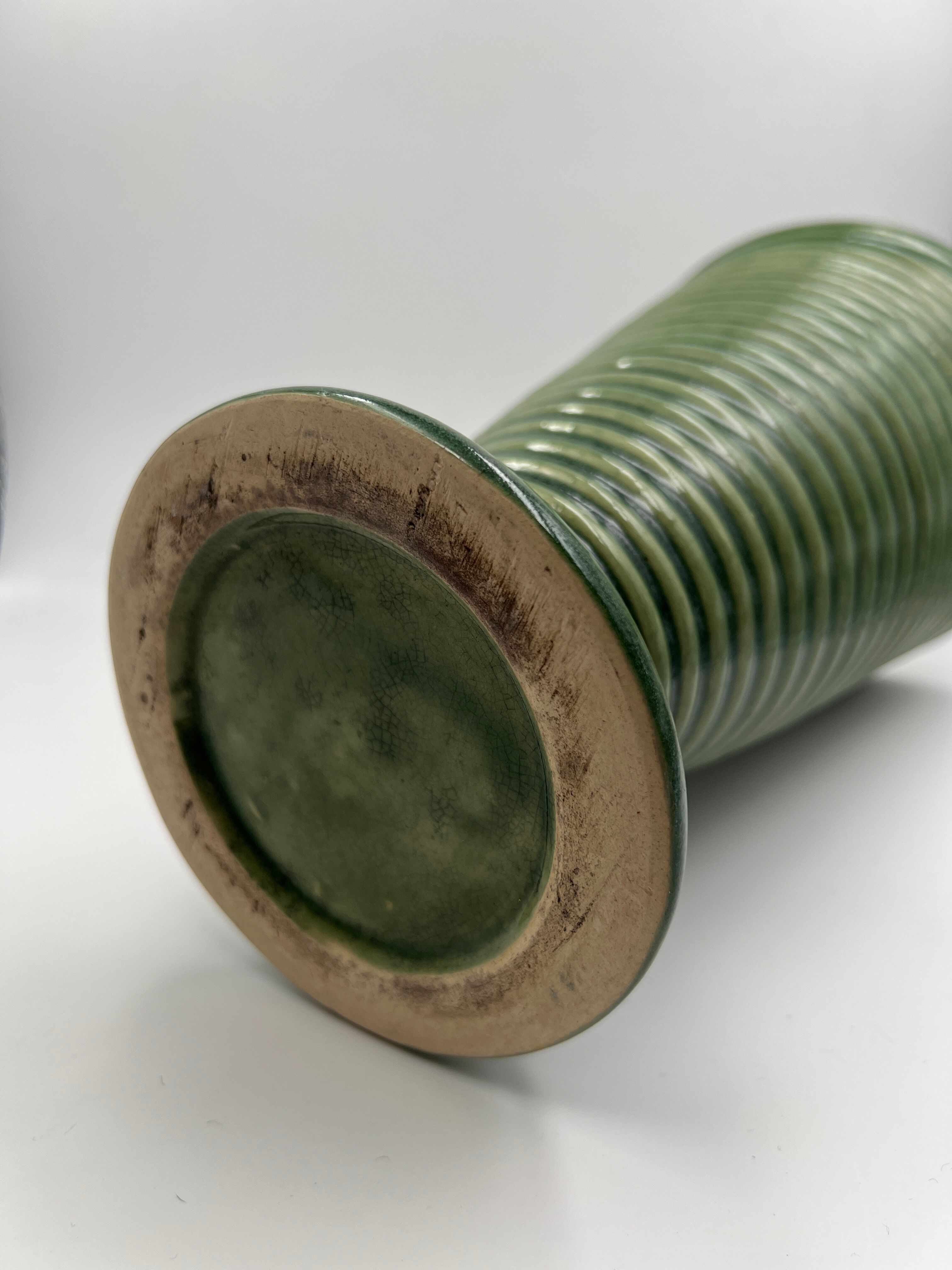 Green ceramic vase
