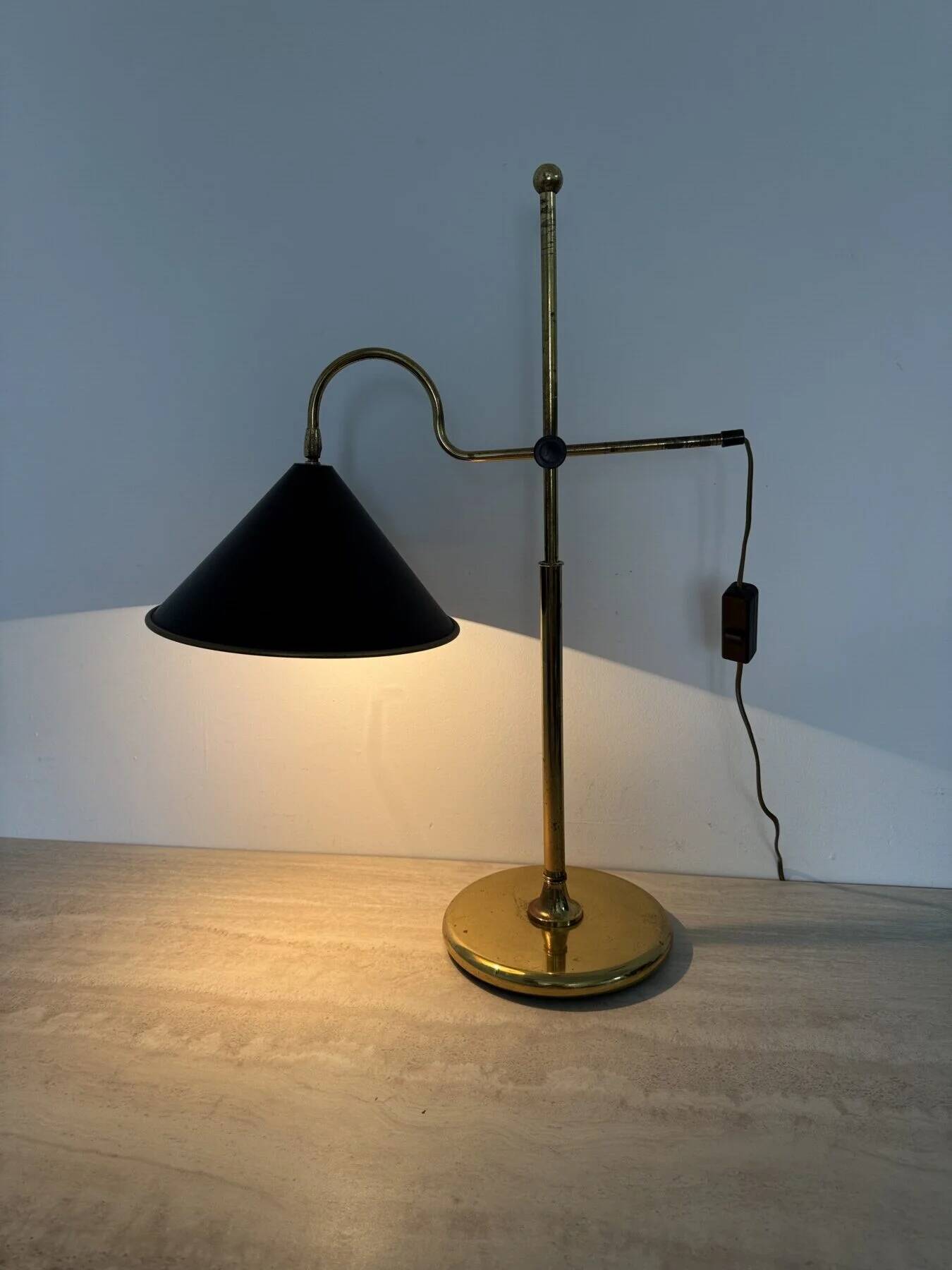 Mid-century adjustable brass desk lamp, 1970s