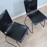 Leather stacking chairs by Toyoda Hiroyuki for ICF 1980s, set of 4