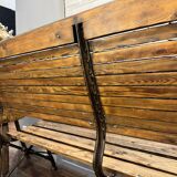 Industrial style metal and wood bench