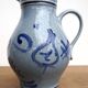 Pitcher and 6 glasses in vintage blue stoneware Marzi & Rémy German pottery