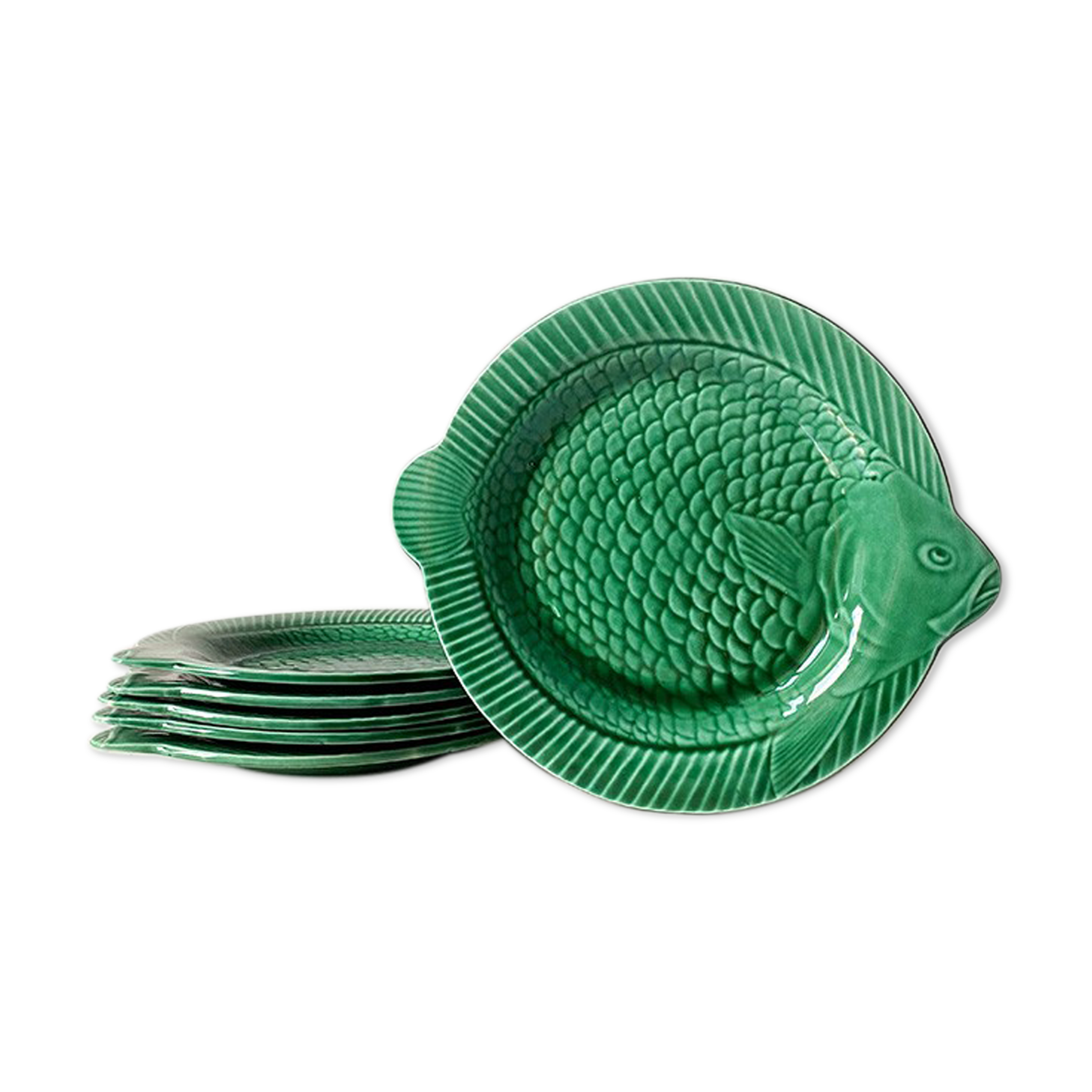 Lot 6 flat plates fish