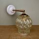 Vintage amber glass globe wall light
