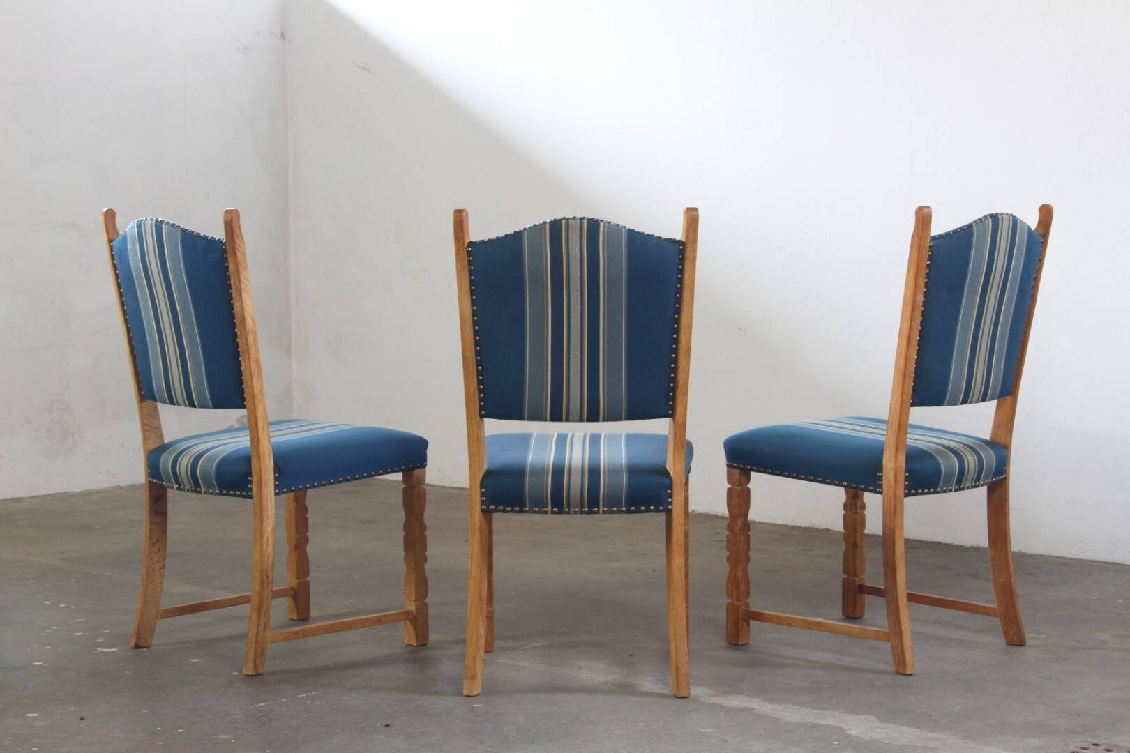 Set of 5 Vintage Danish Oak Dining Chairs Mid-Century Modern, Kjærnulf Style