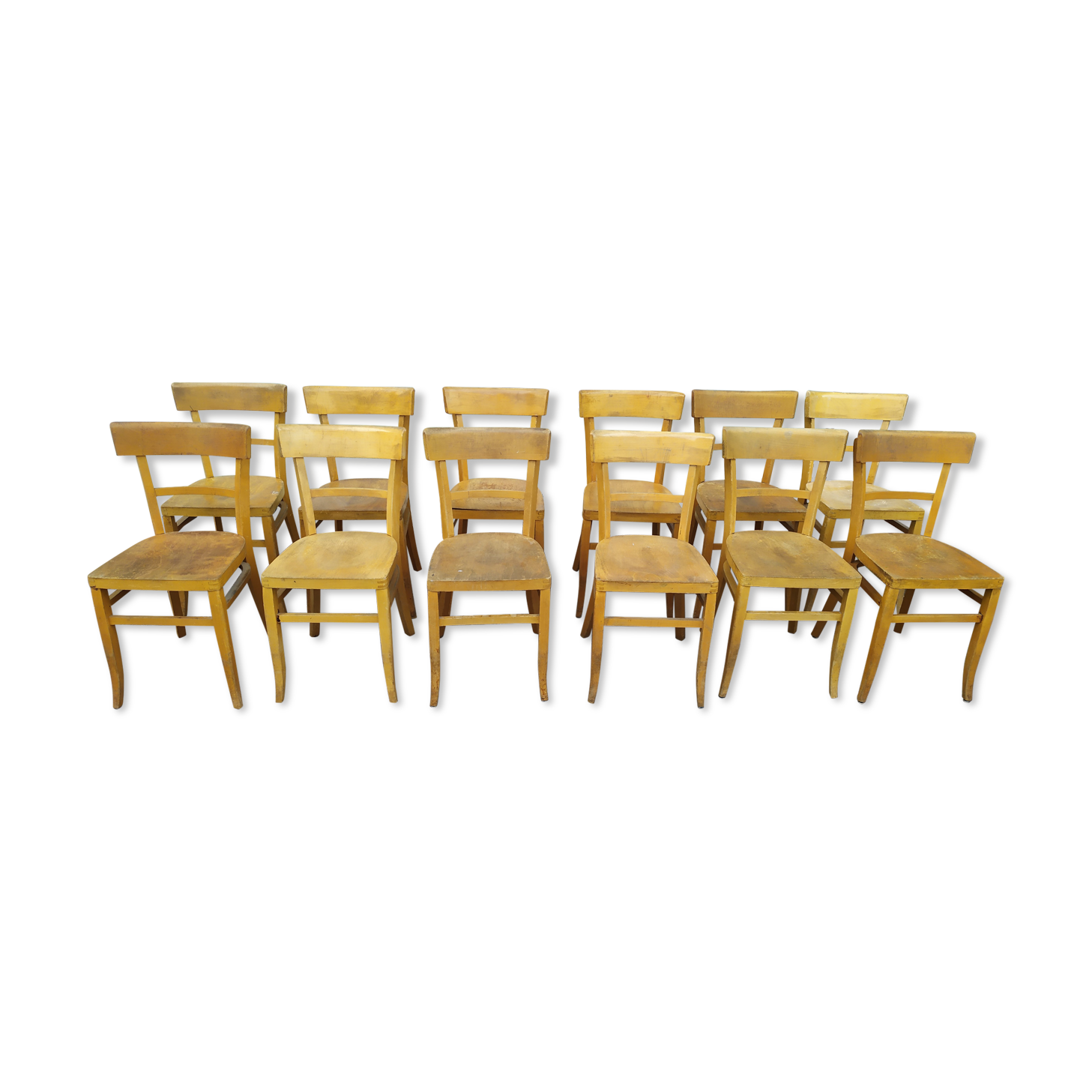 Lot de 12 chaises de bistrot bar bois vintage luterma