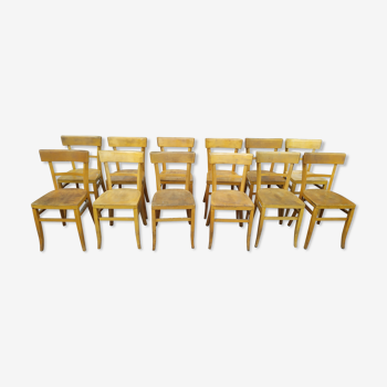 Set of 12 chairs of bistro bar vintage wood luterma