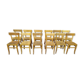 Set of 12 chairs of bistro bar vintage wood luterma
