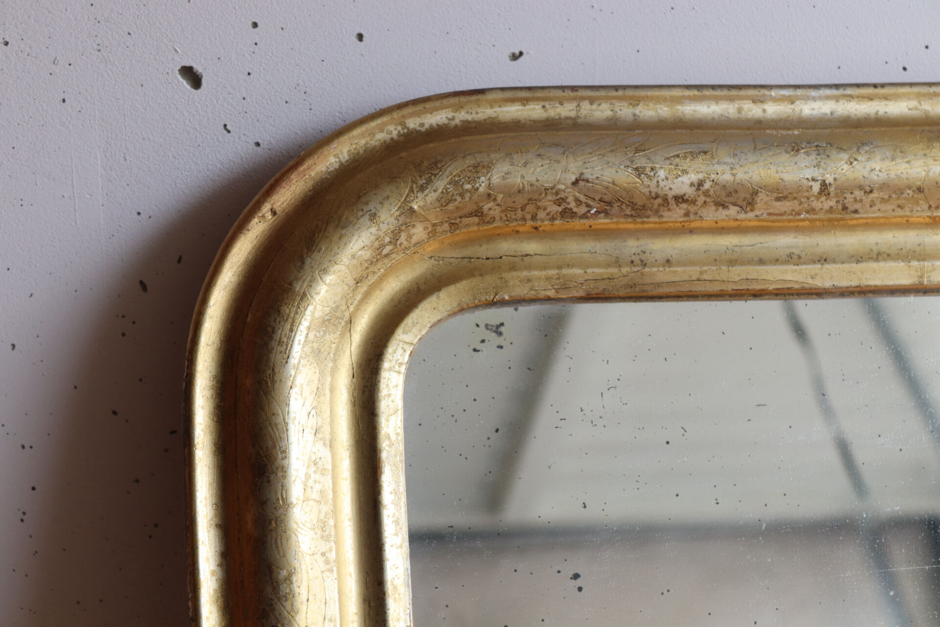 Antique Louis-Philippe gilded small mirror