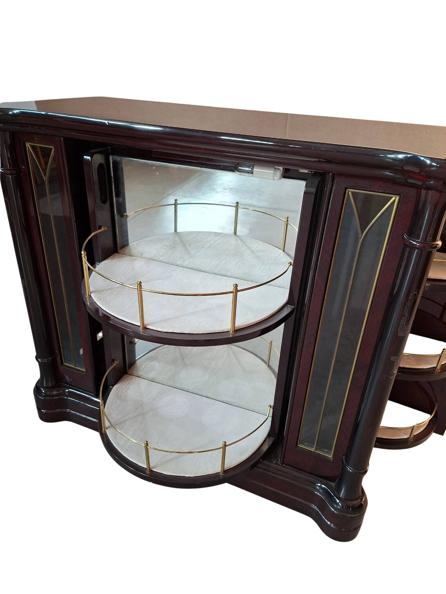 Raro Mobile Bar Girevole in Radica di Mogano "MASTRO CAPPELLINI" anni '70