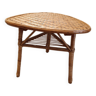 Rattan triangular side table