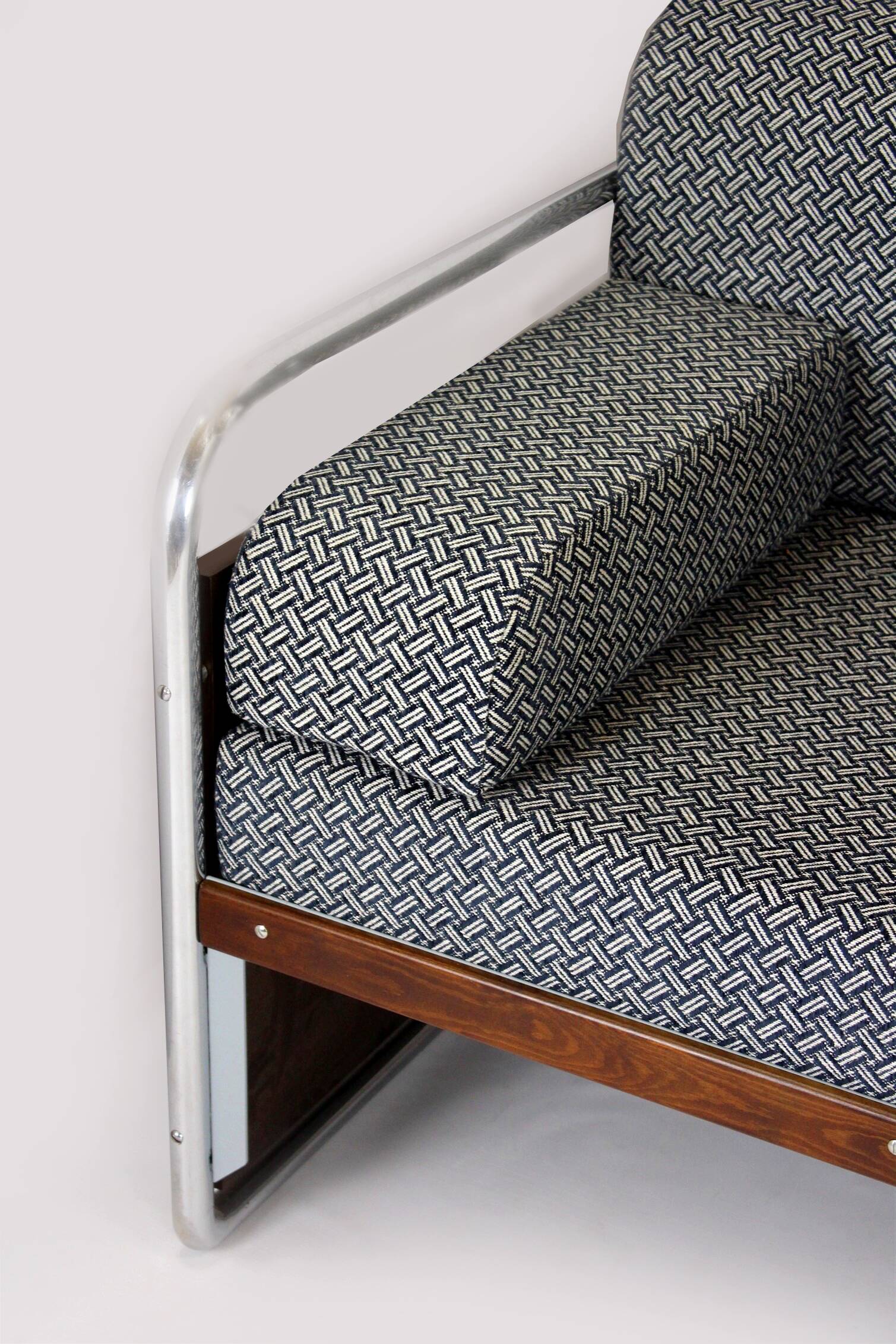 Restored Bauhaus Tubular Steel Sofa by Robert Slezak, 1930s