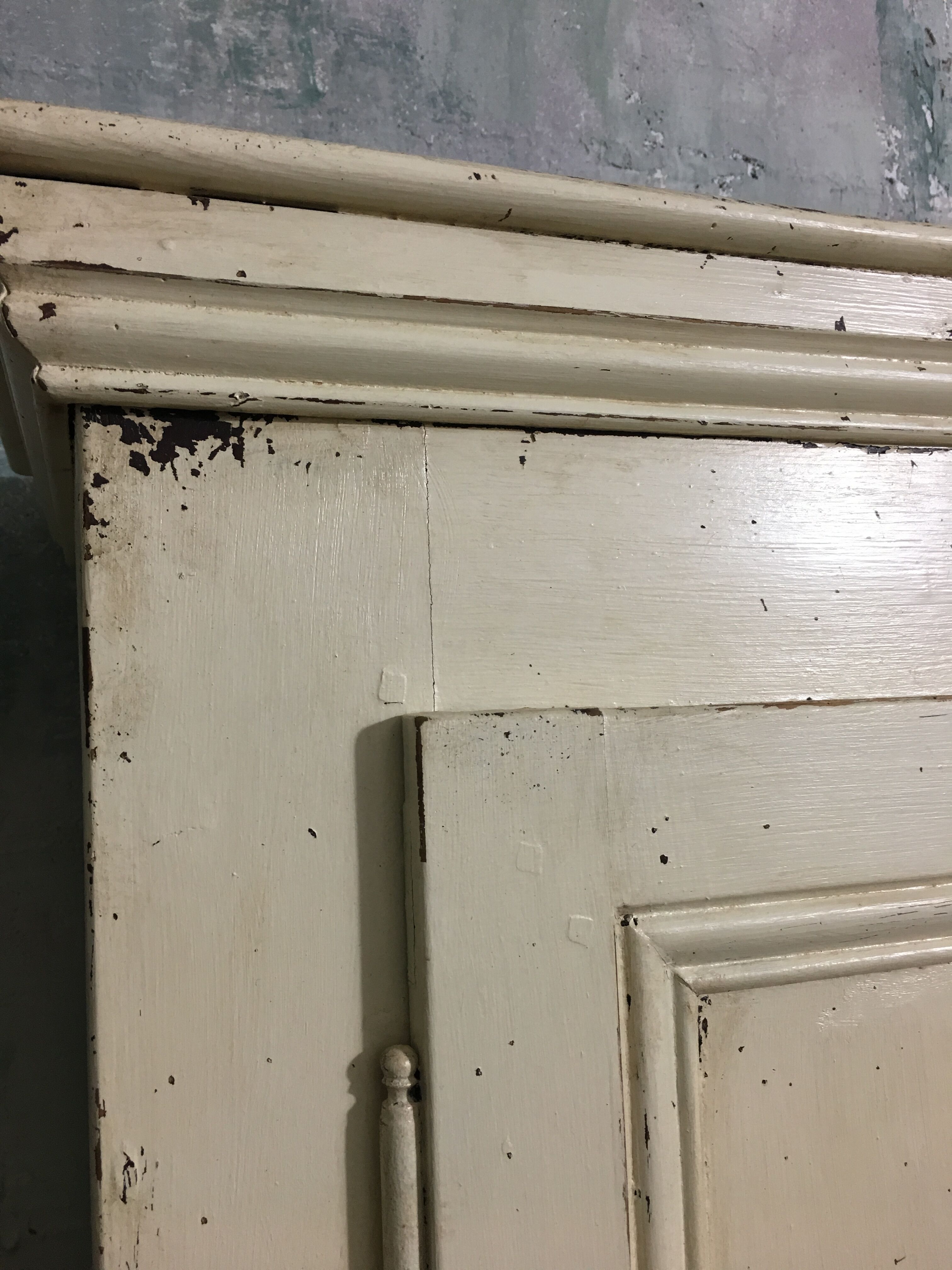 Old wardrobe, aged white patina
