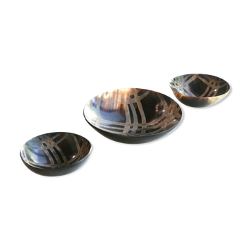 Three round horn cups, 70s