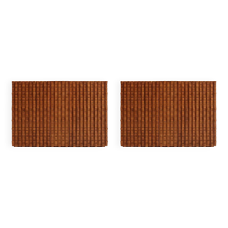 Contemporary Craftsmanship Solid Wood Pair of Brutalist Italian Sideboards