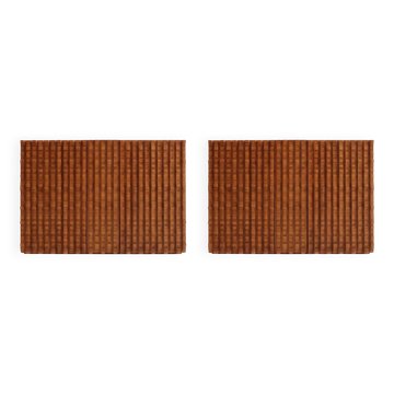 Contemporary Craftsmanship Solid Wood Pair of Brutalist Italian Sideboards